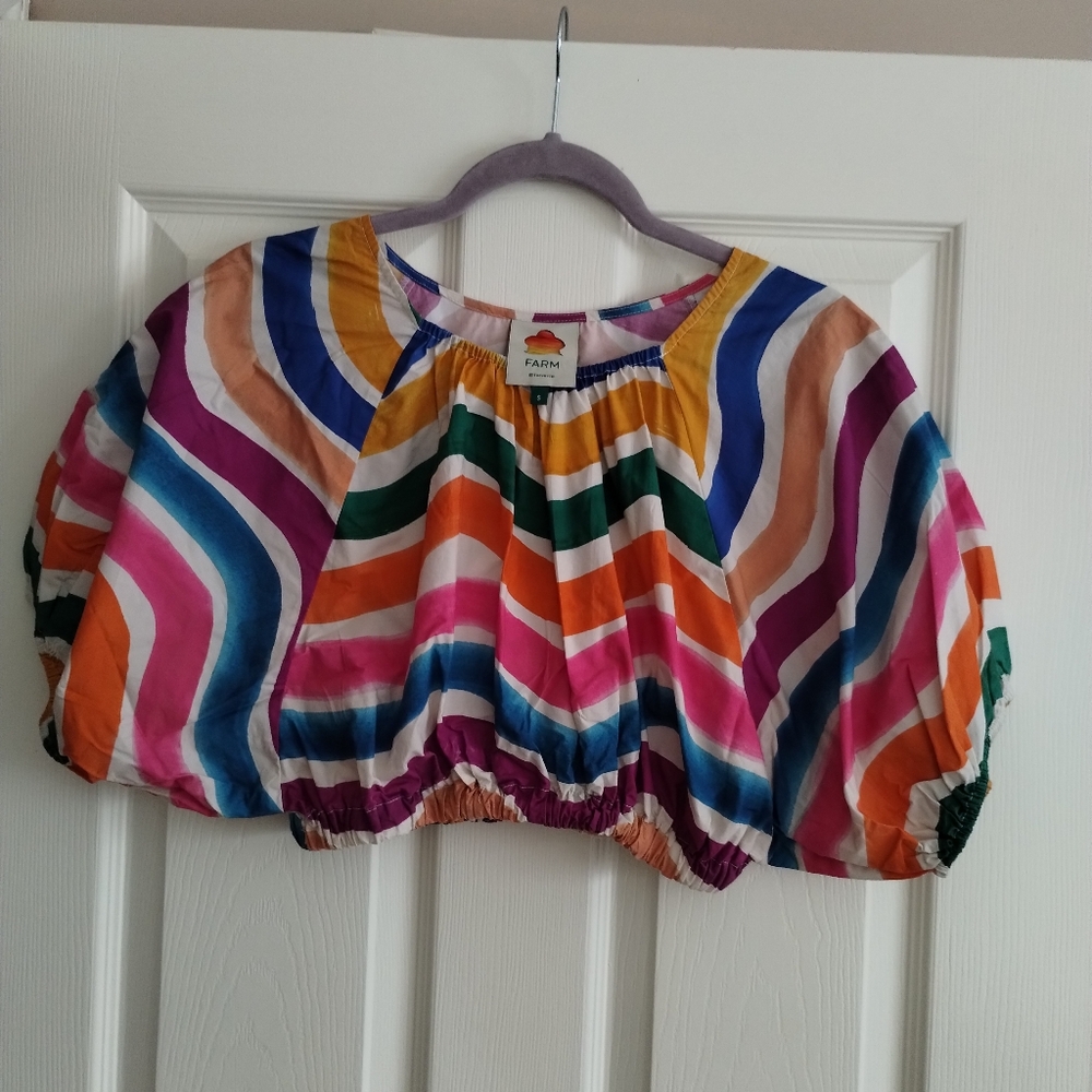 FARM Rio Dancing Stripes Crop Top Small - Picture 2 of 7